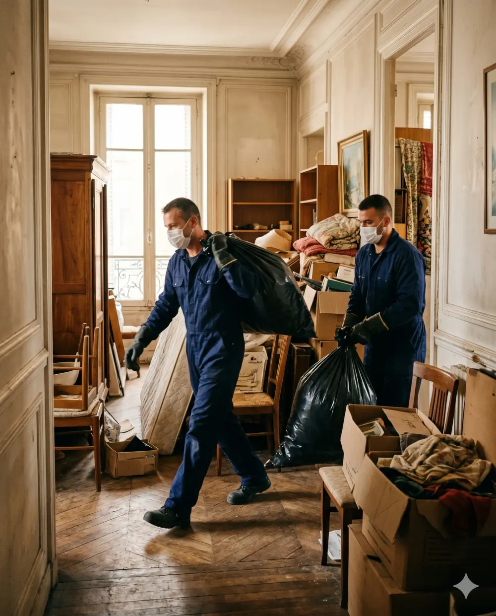 Équipe en intervention désinfection d'un appartement — Clean Up